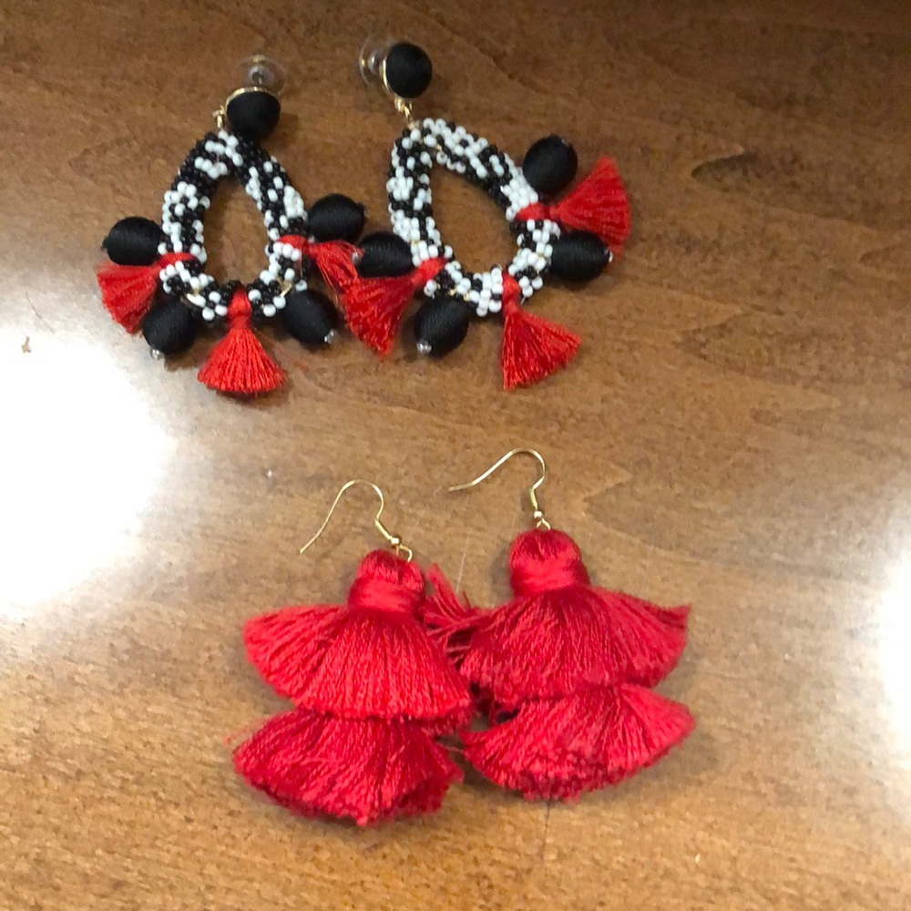 Red statement earrings